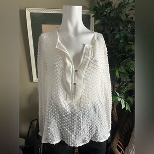 Mango Elegant White Textured Women's Top